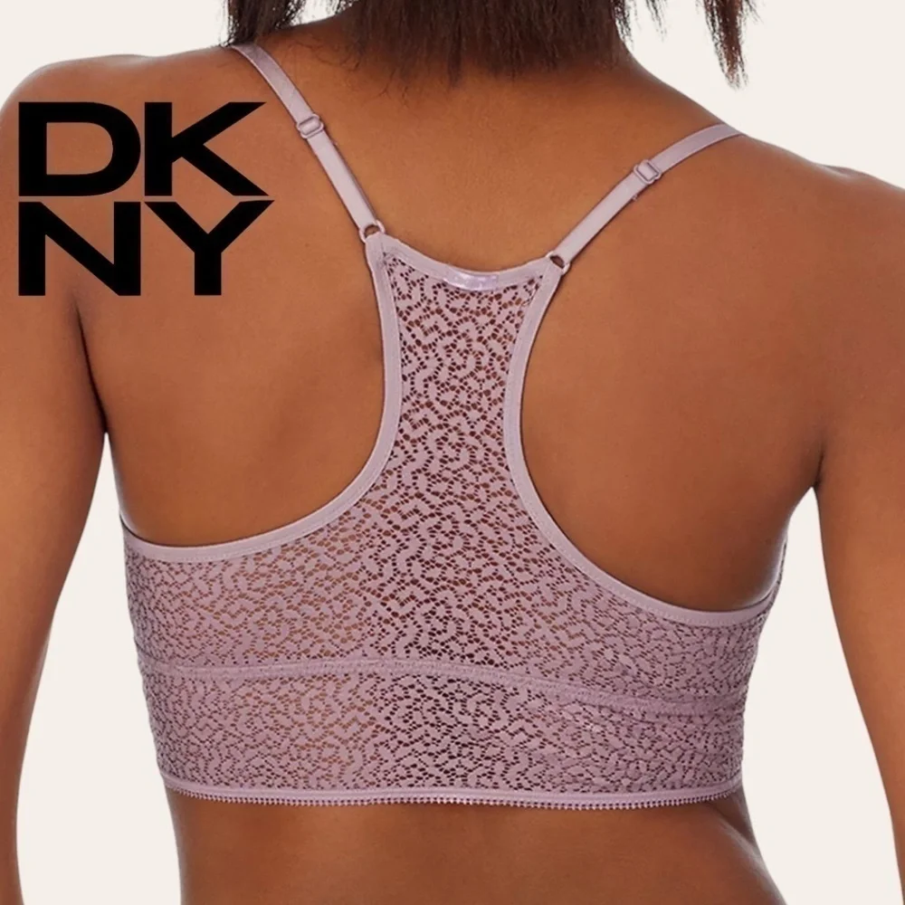 DKNY Modern All-Lace V-Neck Racerback Wireless Longline Bralette NWT/XL